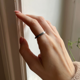 Cristall tunn roterande fidget-ring silver