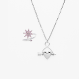 Set Saga ring + Sigrid Halsband - sIlver/rosa